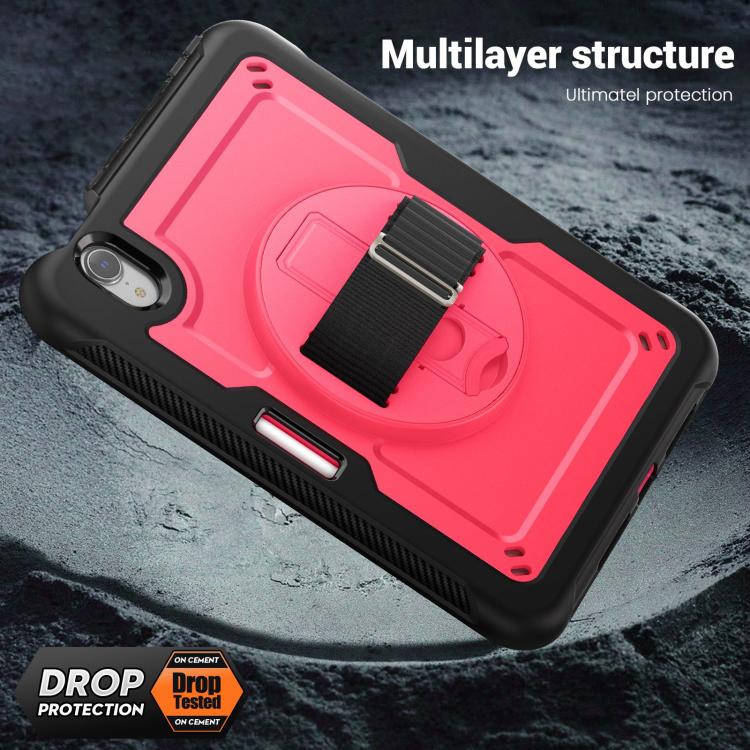 For iPad mini 2024 / mini 6 Honeycomb Hand Grip Turntable Stand Tablet Case