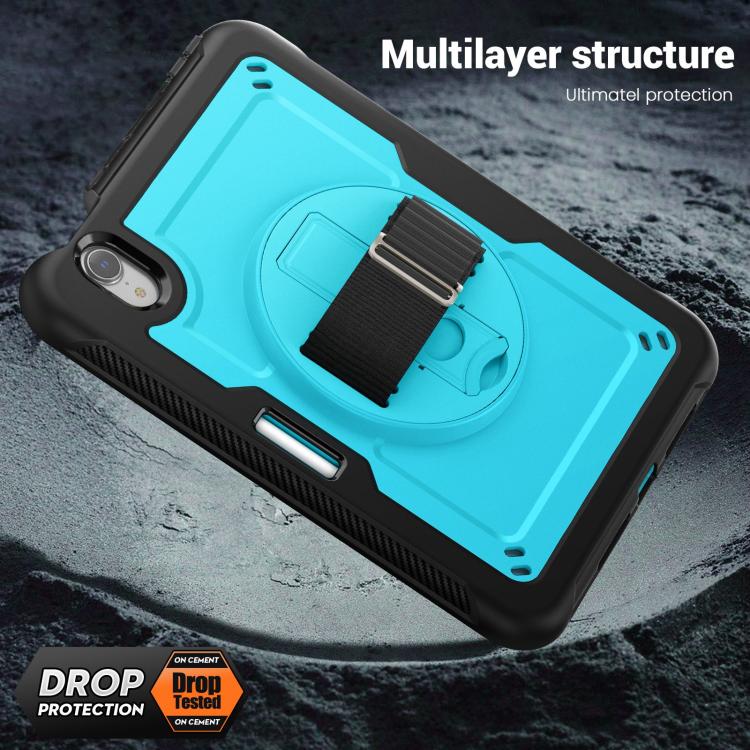 For iPad mini 2024 / mini 6 Honeycomb Hand Grip Turntable Stand Tablet Case
