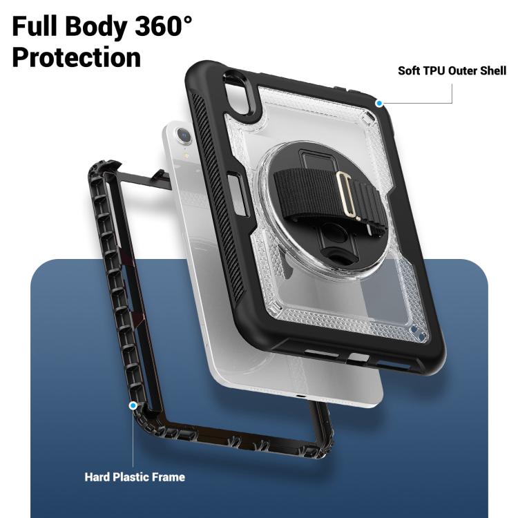 For iPad mini 2024 / mini 6 Honeycomb Hand Grip Turntable Stand Tablet Case