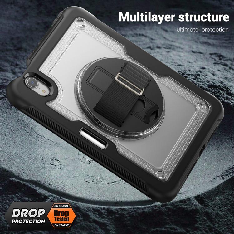 For iPad mini 2024 / mini 6 Honeycomb Hand Grip Turntable Stand Tablet Case