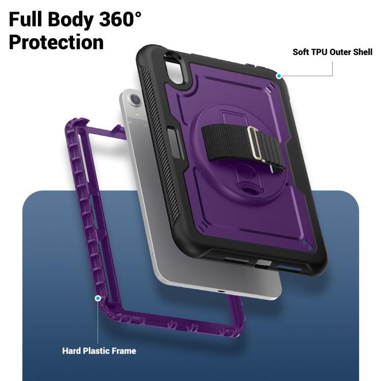 For iPad mini 2024 / mini 6 Honeycomb Hand Grip Turntable Stand Tablet Case
