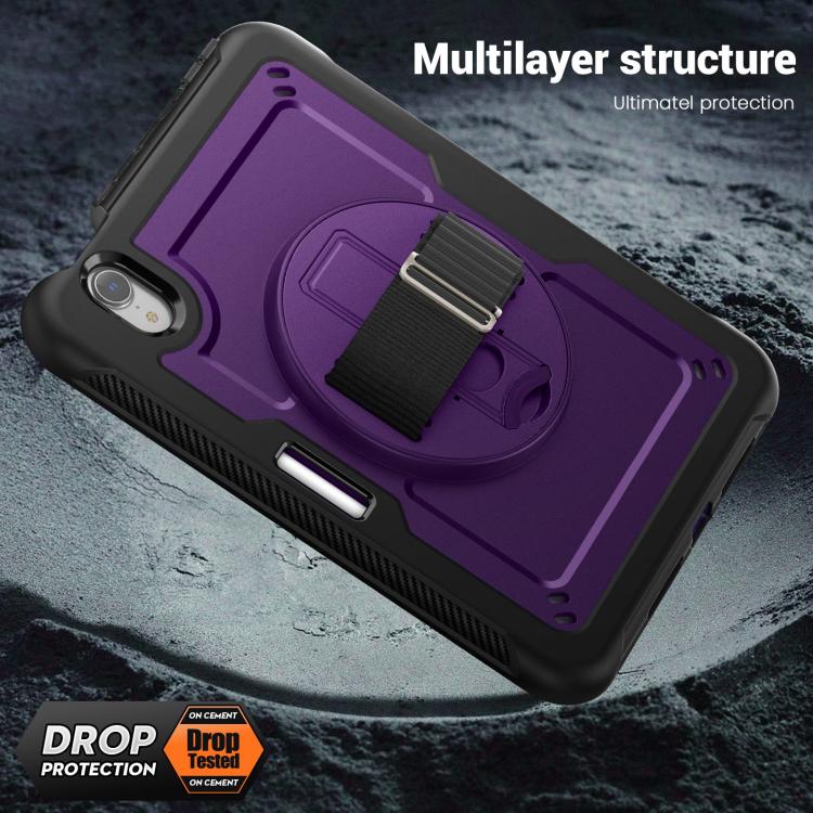 For iPad mini 2024 / mini 6 Honeycomb Hand Grip Turntable Stand Tablet Case