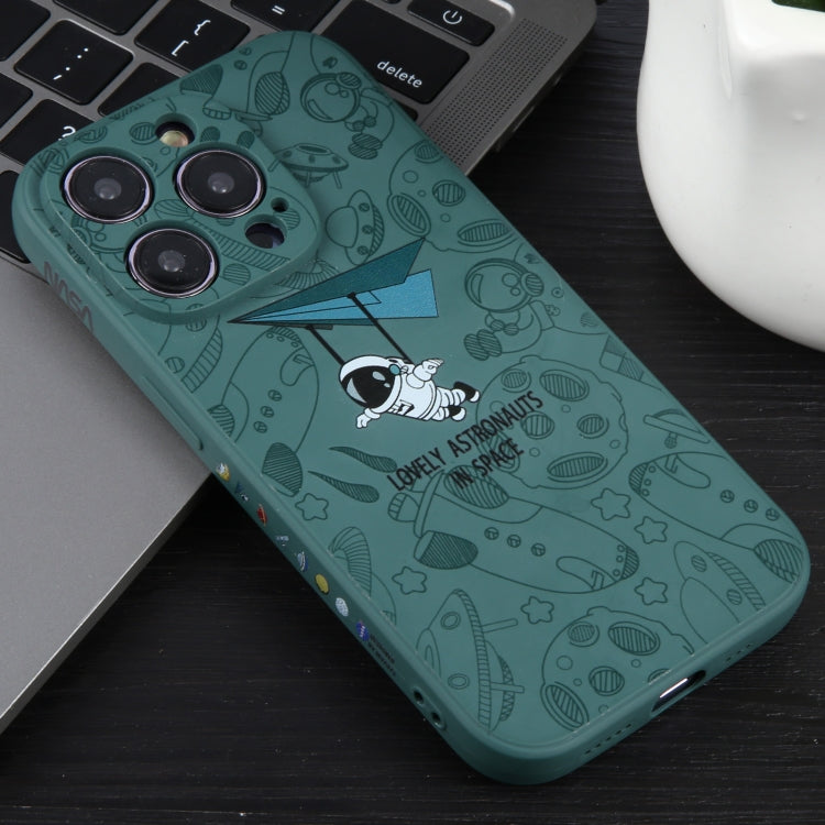 For iPhone 16 Pro Astronaut Pattern Silicone Straight Edge Phone Case