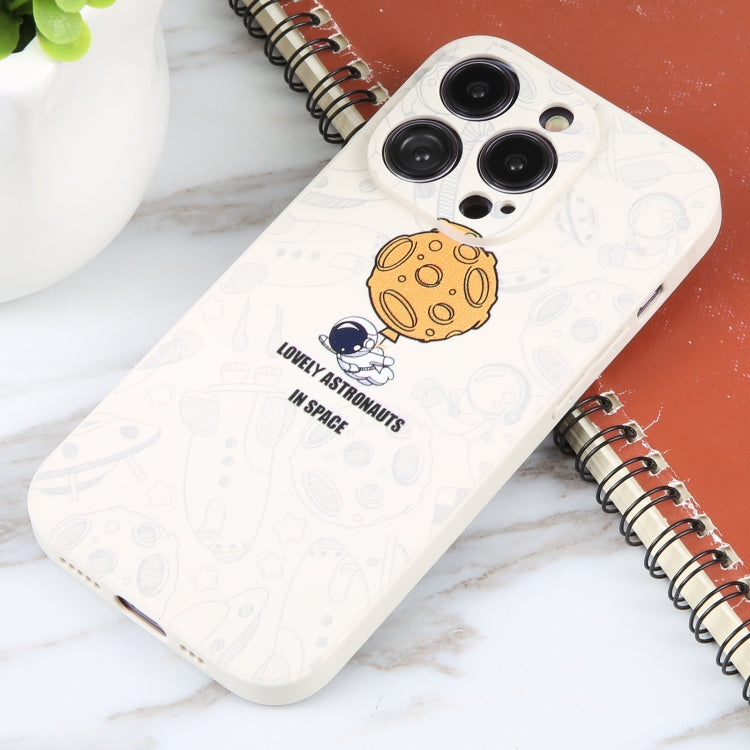 For iPhone 16 Plus Astronaut Pattern Silicone Straight Edge Phone Case