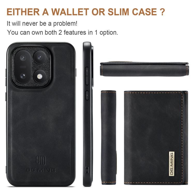 For OnePlus 15 DG.MING M1 Series 3-Fold Multi Card Wallet + Magnetic Phone Case