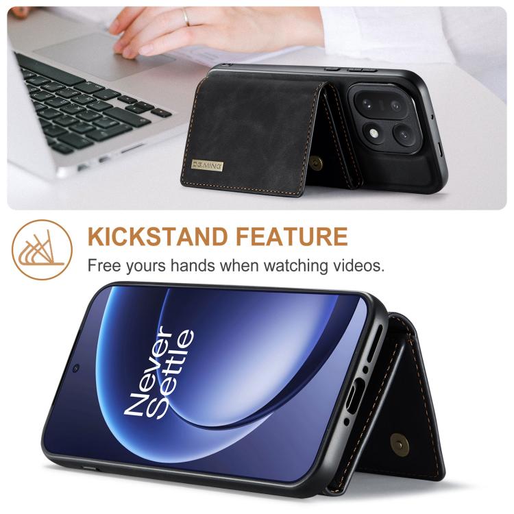 For OnePlus 15 DG.MING M1 Series 3-Fold Multi Card Wallet + Magnetic Phone Case