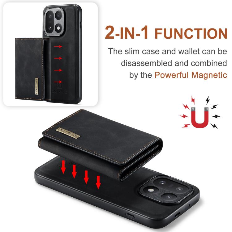 For OnePlus 15 DG.MING M1 Series 3-Fold Multi Card Wallet + Magnetic Phone Case