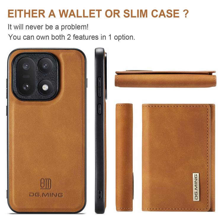 For OnePlus 15 DG.MING M1 Series 3-Fold Multi Card Wallet + Magnetic Phone Case