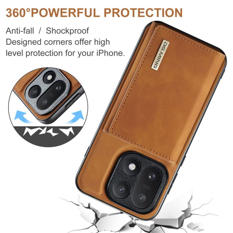 For OnePlus 15 DG.MING M1 Series 3-Fold Multi Card Wallet + Magnetic Phone Case