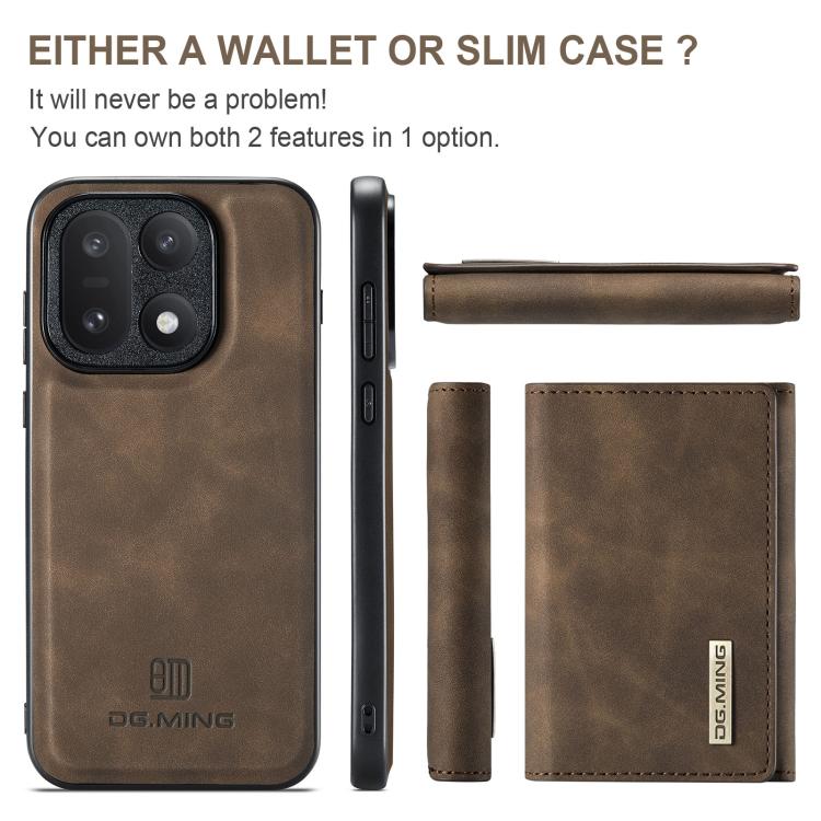 For OnePlus 15 DG.MING M1 Series 3-Fold Multi Card Wallet + Magnetic Phone Case