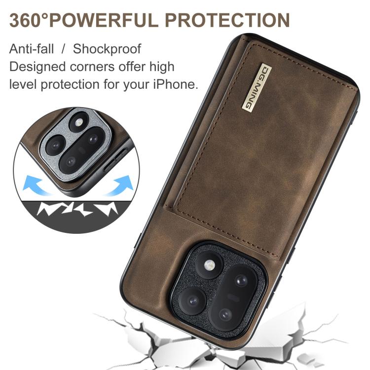 For OnePlus 15 DG.MING M1 Series 3-Fold Multi Card Wallet + Magnetic Phone Case