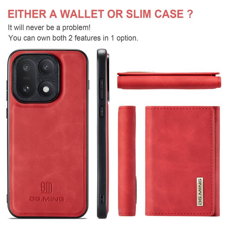 For OnePlus 15 DG.MING M1 Series 3-Fold Multi Card Wallet + Magnetic Phone Case