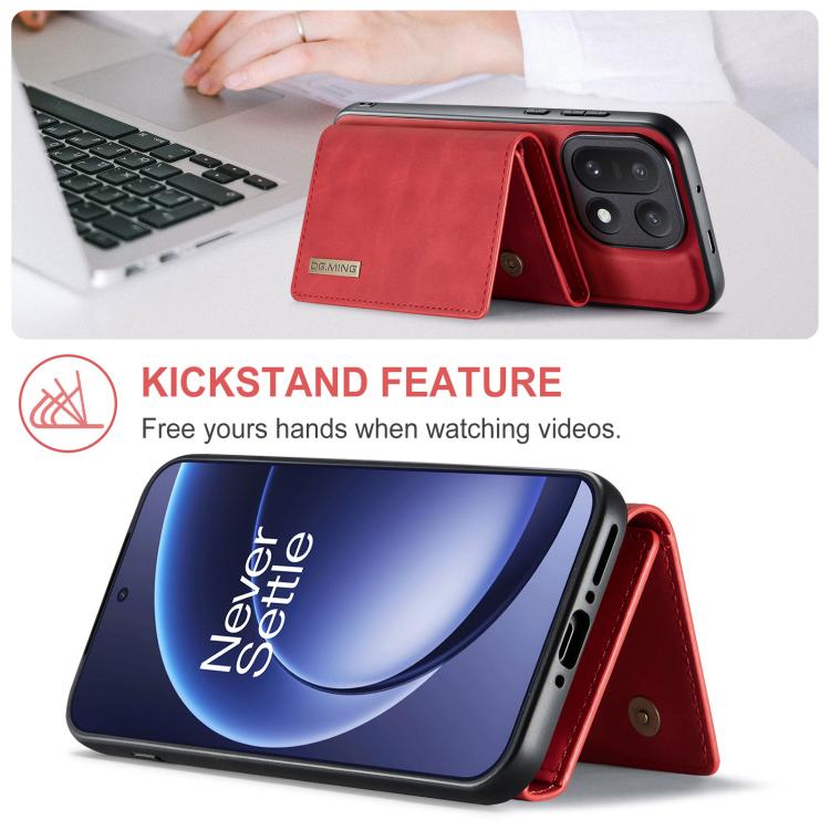 For OnePlus 15 DG.MING M1 Series 3-Fold Multi Card Wallet + Magnetic Phone Case