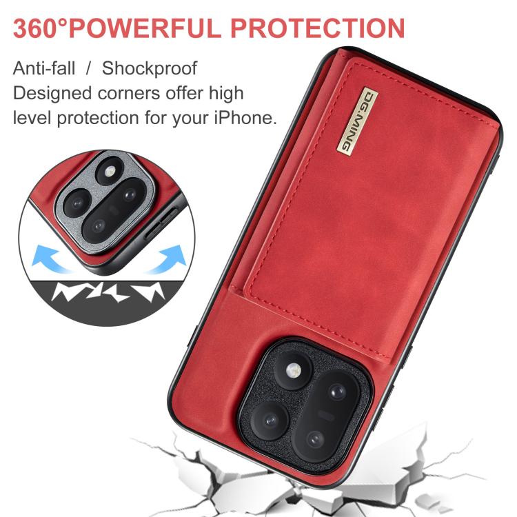 For OnePlus 15 DG.MING M1 Series 3-Fold Multi Card Wallet + Magnetic Phone Case