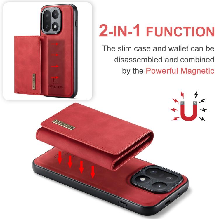 For OnePlus 15 DG.MING M1 Series 3-Fold Multi Card Wallet + Magnetic Phone Case