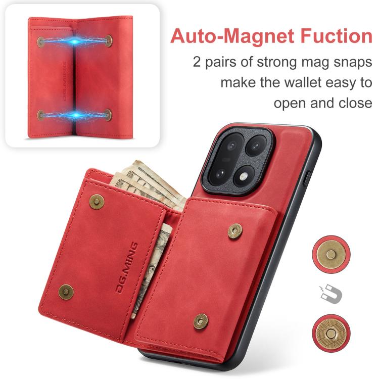 For OnePlus 15 DG.MING M1 Series 3-Fold Multi Card Wallet + Magnetic Phone Case