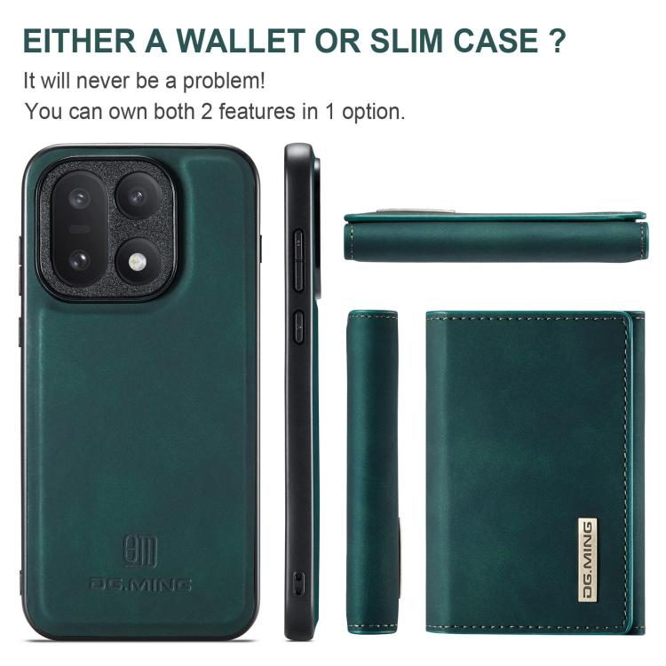 For OnePlus 15 DG.MING M1 Series 3-Fold Multi Card Wallet + Magnetic Phone Case