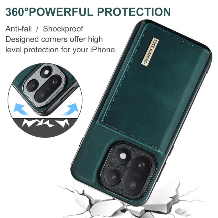 For OnePlus 15 DG.MING M1 Series 3-Fold Multi Card Wallet + Magnetic Phone Case