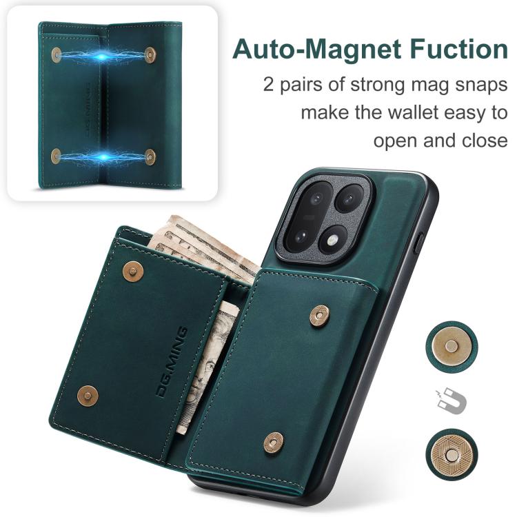 For OnePlus 15 DG.MING M1 Series 3-Fold Multi Card Wallet + Magnetic Phone Case