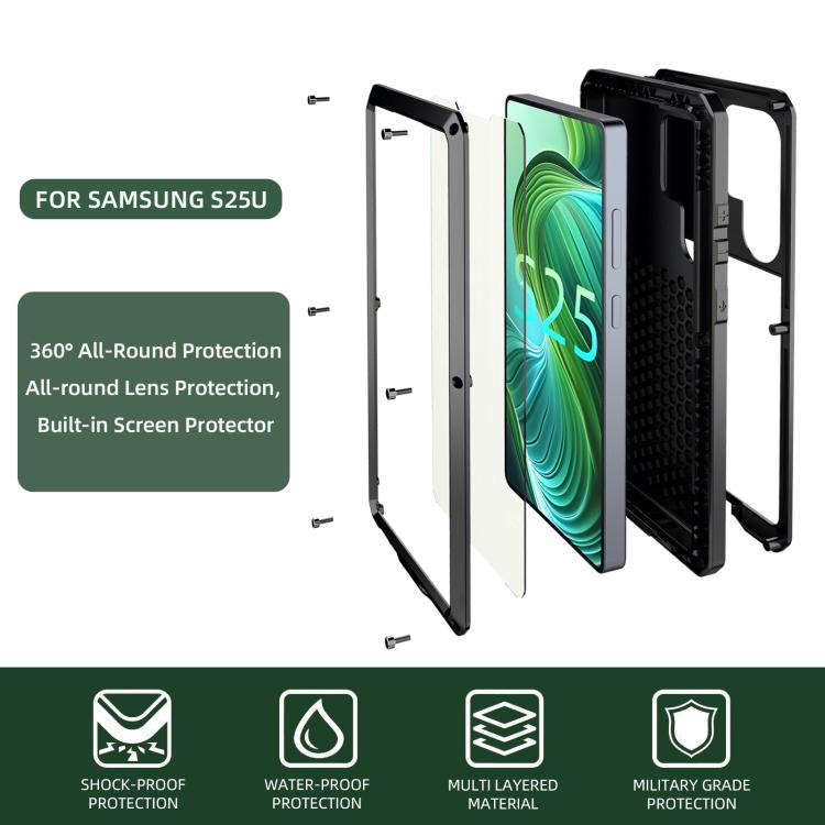For Samsung Galaxy S25 Ultra 5G Shockproof Life Waterproof Silicone + Zinc Alloy Phone Case