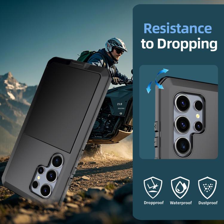 For Samsung Galaxy S25 Ultra 5G Shockproof Life Waterproof Silicone + Zinc Alloy Phone Case