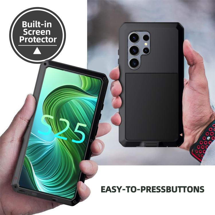For Samsung Galaxy S25 Ultra 5G Shockproof Life Waterproof Silicone + Zinc Alloy Phone Case