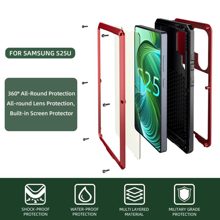 For Samsung Galaxy S25 Ultra 5G Shockproof Life Waterproof Silicone + Zinc Alloy Phone Case