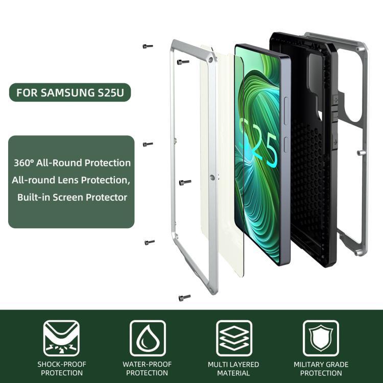 For Samsung Galaxy S25 Ultra 5G Shockproof Life Waterproof Silicone + Zinc Alloy Phone Case