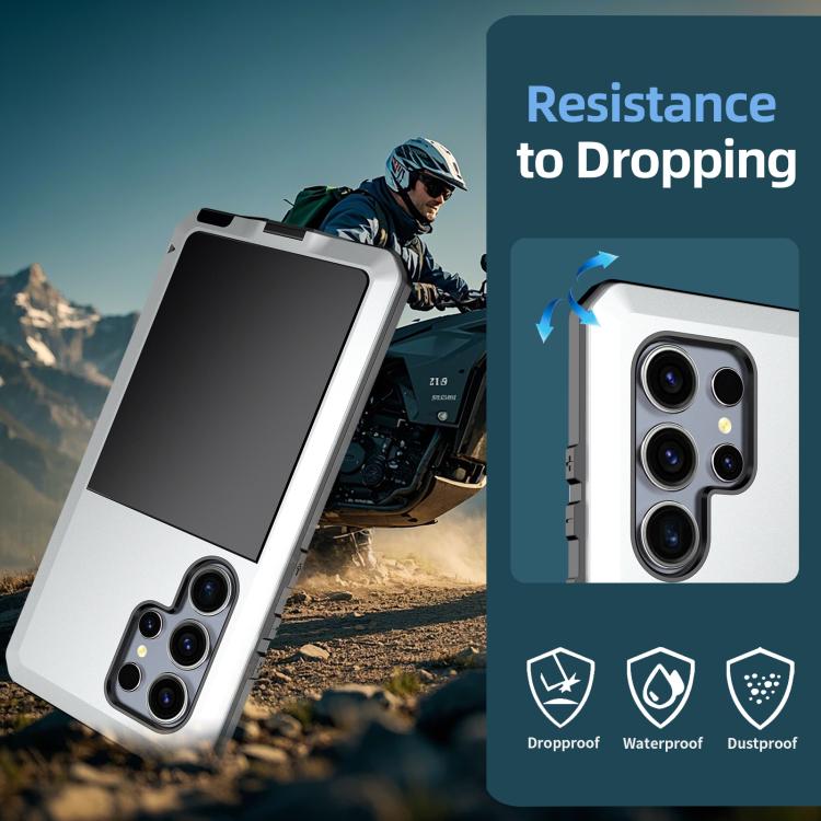 For Samsung Galaxy S25 Ultra 5G Shockproof Life Waterproof Silicone + Zinc Alloy Phone Case