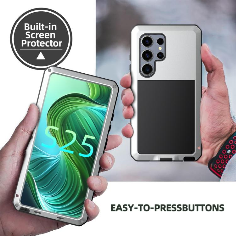 For Samsung Galaxy S25 Ultra 5G Shockproof Life Waterproof Silicone + Zinc Alloy Phone Case