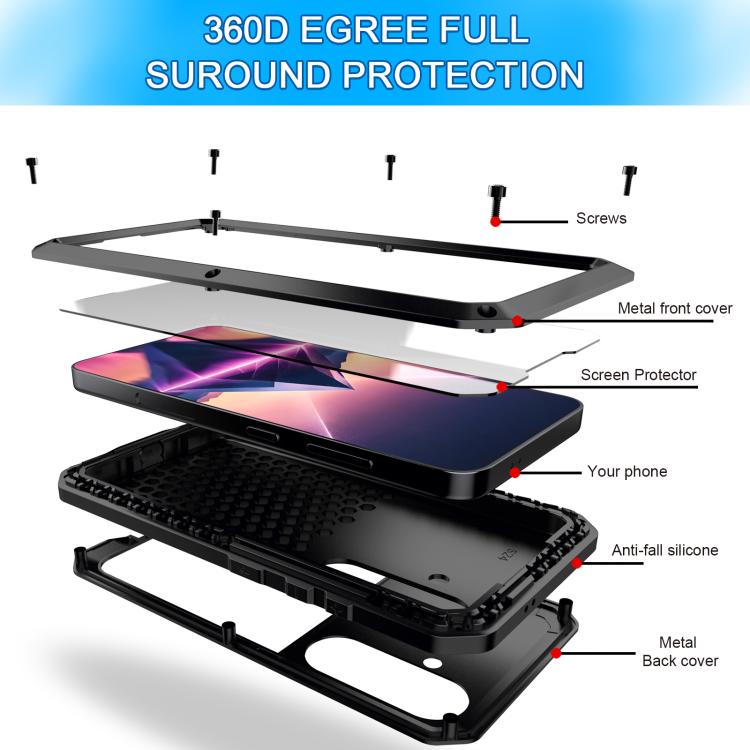 For Samsung Galaxy S25+ 5G Shockproof Life Waterproof Silicone + Zinc Alloy Phone Case
