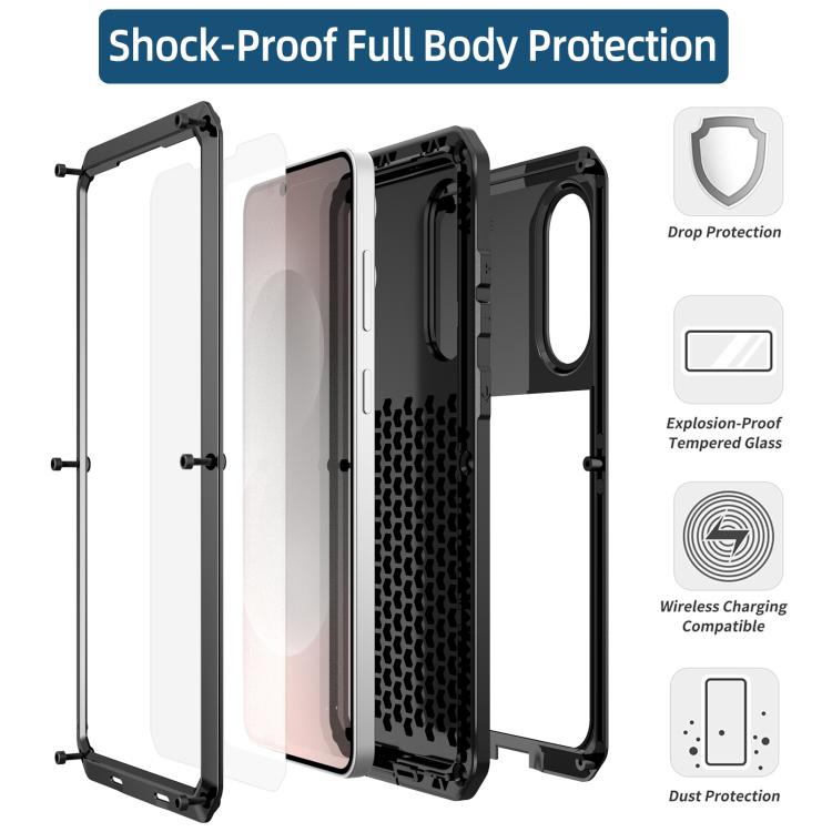 For Samsung Galaxy S25 Edge 5G Shockproof Life Waterproof Silicone + Zinc Alloy Phone Case