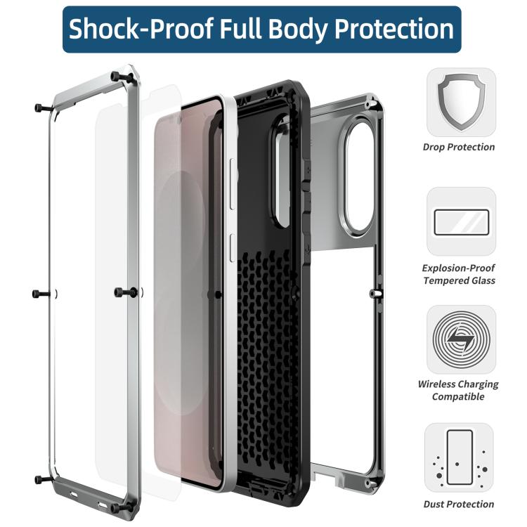 For Samsung Galaxy S25 Edge 5G Shockproof Life Waterproof Silicone + Zinc Alloy Phone Case