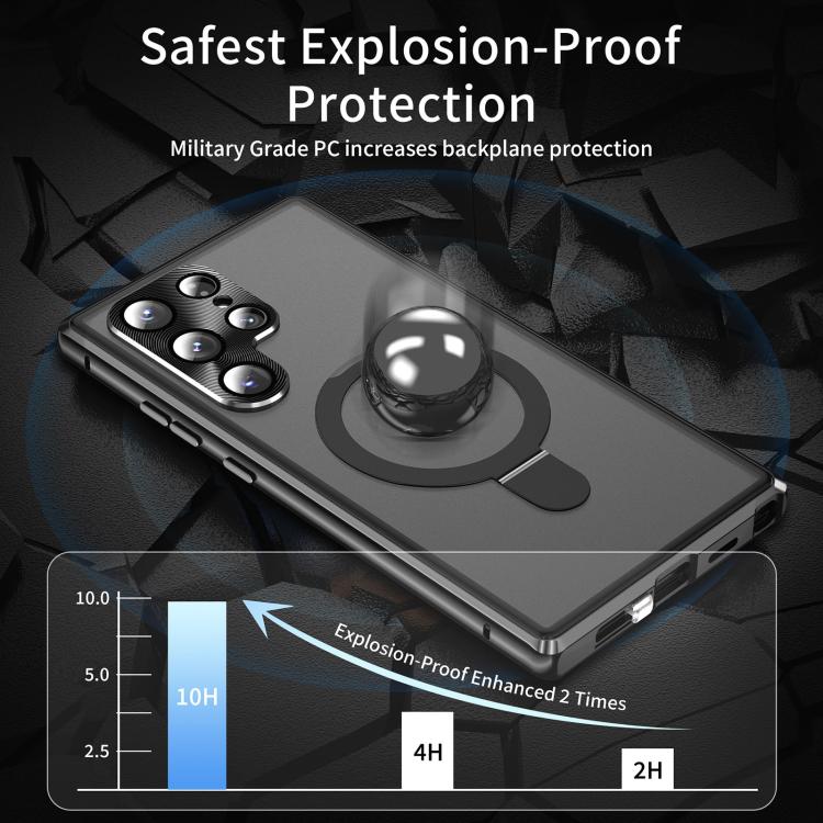 For Samsung Galaxy S25 Ultra 5G MagSafe Magnetic HD Frosted Tempered Glass Holder Phone Case