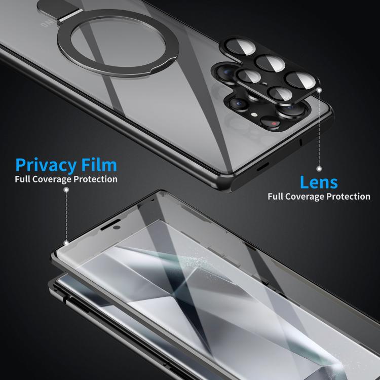 For Samsung Galaxy S25 Ultra 5G MagSafe Magnetic HD Frosted Tempered Glass Holder Phone Case