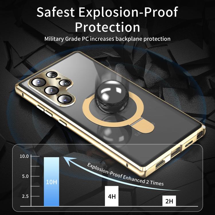 For Samsung Galaxy S25 Ultra 5G MagSafe Magnetic HD Frosted Tempered Glass Holder Phone Case