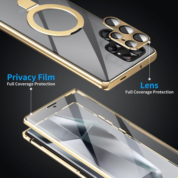 For Samsung Galaxy S25 Ultra 5G MagSafe Magnetic HD Frosted Tempered Glass Holder Phone Case