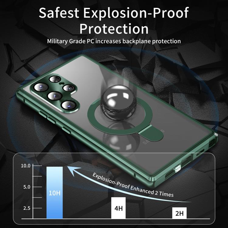 For Samsung Galaxy S25 Ultra 5G MagSafe Magnetic HD Frosted Tempered Glass Holder Phone Case