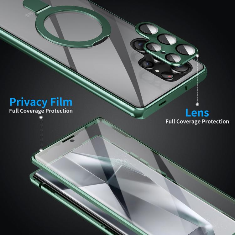 For Samsung Galaxy S25 Ultra 5G MagSafe Magnetic HD Frosted Tempered Glass Holder Phone Case