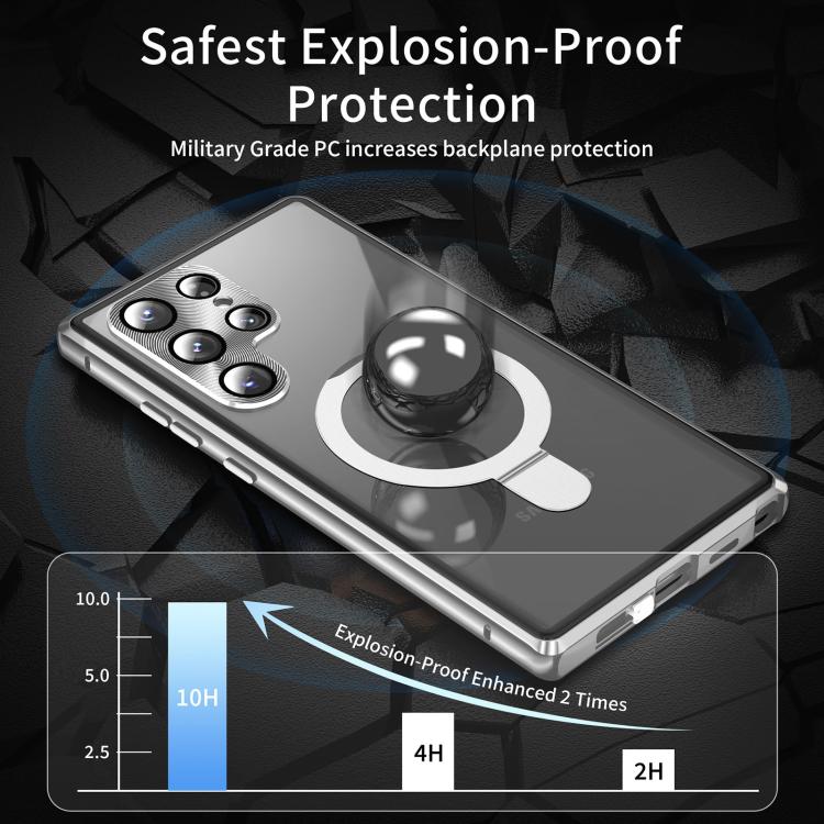 For Samsung Galaxy S25 Ultra 5G MagSafe Magnetic HD Frosted Tempered Glass Holder Phone Case