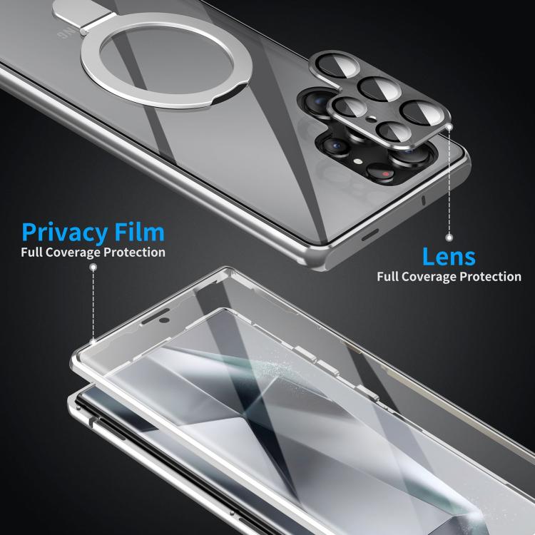 For Samsung Galaxy S25 Ultra 5G MagSafe Magnetic HD Frosted Tempered Glass Holder Phone Case