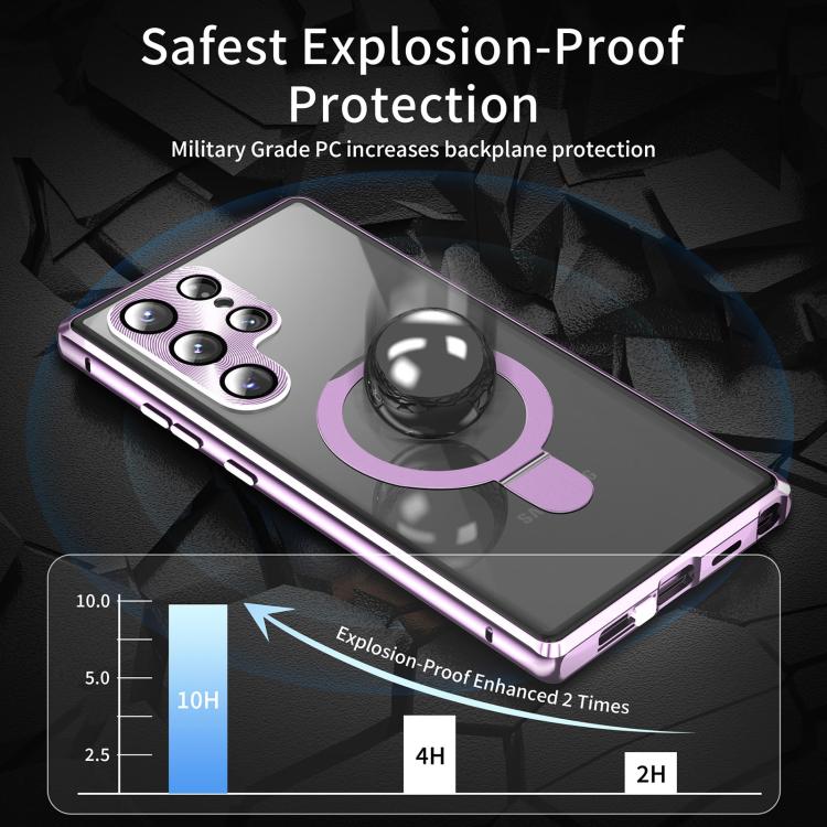 For Samsung Galaxy S25 Ultra 5G MagSafe Magnetic HD Frosted Tempered Glass Holder Phone Case