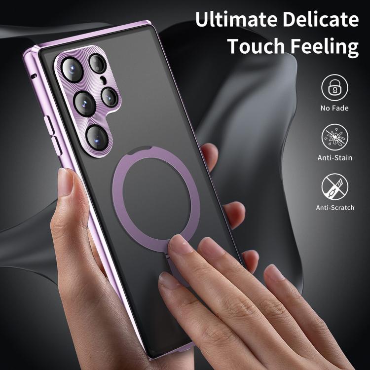 For Samsung Galaxy S25 Ultra 5G MagSafe Magnetic HD Frosted Tempered Glass Holder Phone Case