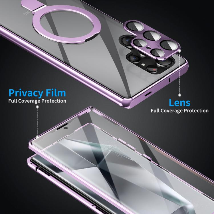 For Samsung Galaxy S25 Ultra 5G MagSafe Magnetic HD Frosted Tempered Glass Holder Phone Case