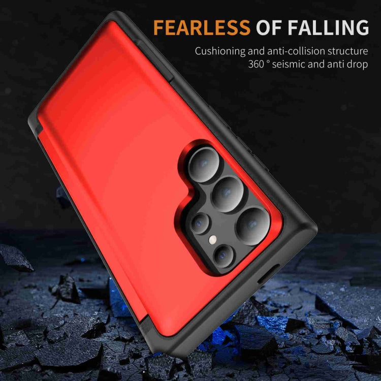 For Samsung Galaxy S22 Ultra 5G 3 in 1 Flip Holder Phone Case
