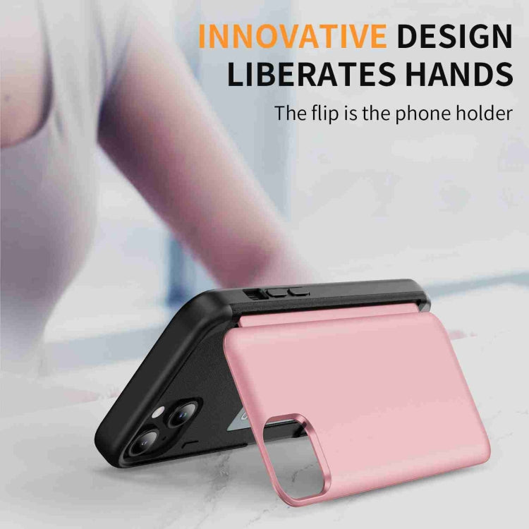 For iPhone 15 Plus 3 in 1 Flip Holder Phone Case