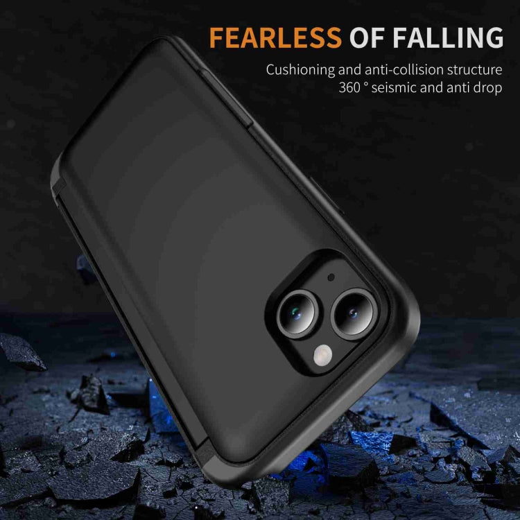 For iPhone 15 Plus 3 in 1 Flip Holder Phone Case