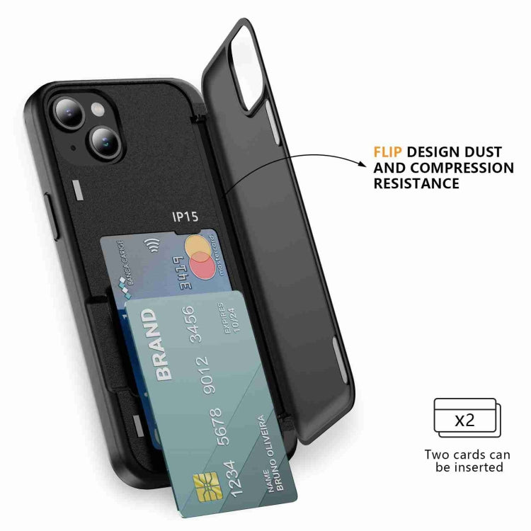 For iPhone 15 Plus 3 in 1 Flip Holder Phone Case