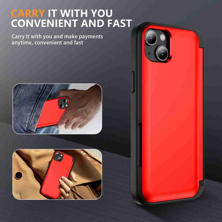 For iPhone 15 Plus 3 in 1 Flip Holder Phone Case