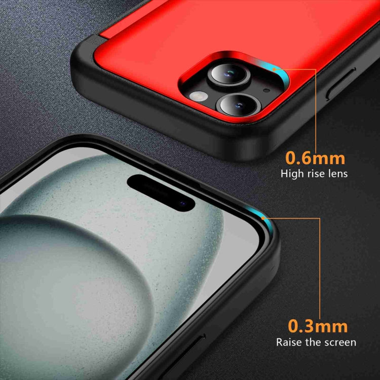 For iPhone 15 Plus 3 in 1 Flip Holder Phone Case